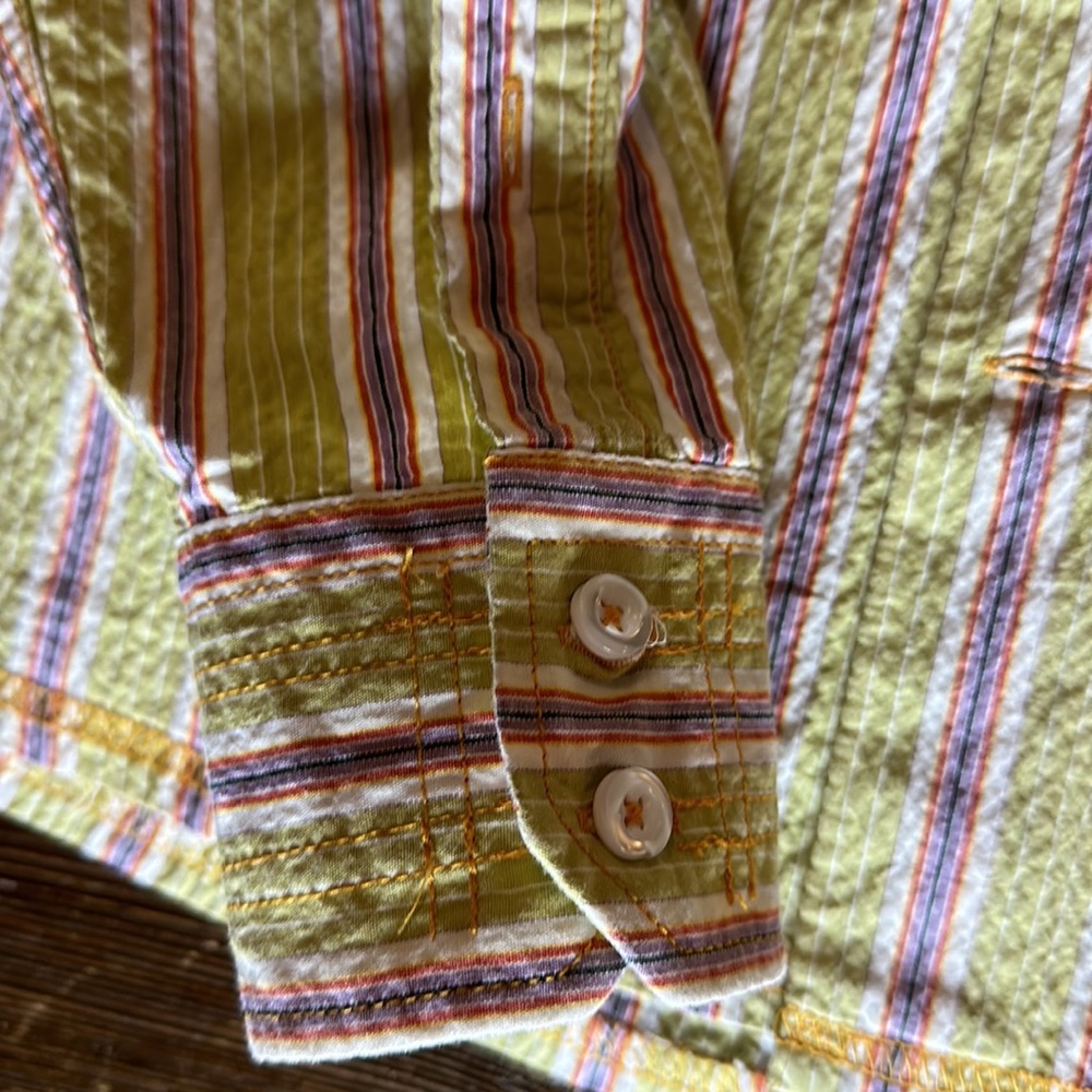 George Roth Los Angeles Spring Green with Multi Color Stripes Button Down - Picture 11 of 11